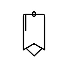 Outline icon a hanging tag with a ribbon label banner