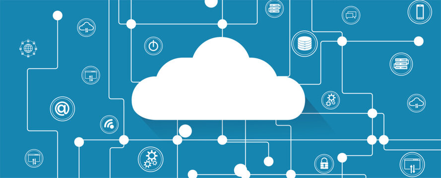 Moder cloud concept technology background and network security idea