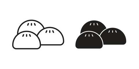 Steamed bread icon logo set. thin line concept simple icon or design element