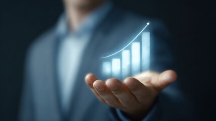 Business Growth Concept with Bar Chart and Future Projection Hand