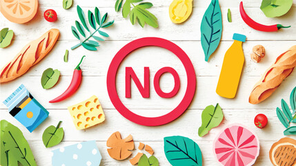 Creative paper cut food ban illustration symbolizing diet restriction for health conscious individuals promoting well being and mindful eating