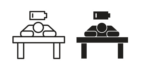 Tired person icon logo set. thin line concept simple icon or design element