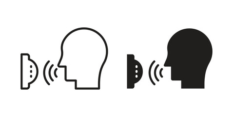 Voice control icon logo set. thin line concept simple icon or design element