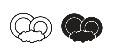 Washing dishes icon logo set. thin line concept simple icon or design element