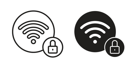 Wifi security icon logo set. thin line concept simple icon or design element