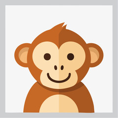 Fototapeta premium Cheerful monkey cartoon face illustration, perfect for children's books and educational materials