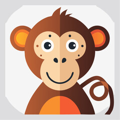 Obraz premium Cute Cartoon Monkey Illustration with Friendly Expression and Playful Design Elements