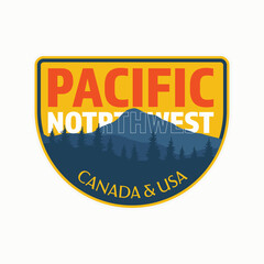 Pacific Northwest Mountains trails hiking Badge patch Stickers Vector Illustration
