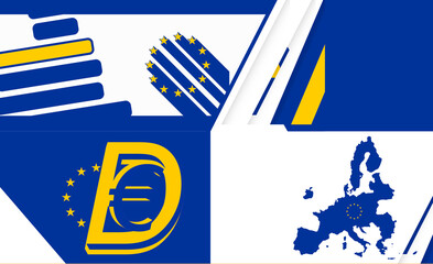 Digital Euro Banner abstract in blue and yellow