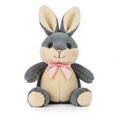 Plush bunny toy, isolated on white background