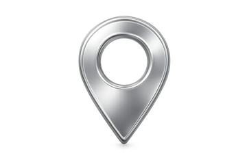 Metallic map pointer with transparent background is showing location