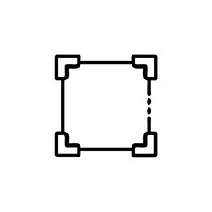 Abstract square frame icon with rounded corners dashed line border