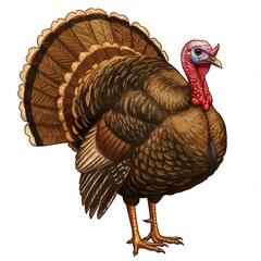 Thanksgiving turkey illustration, white background