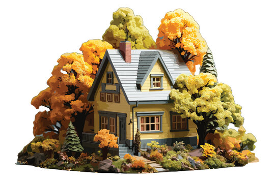 Mini house model on white background vector and illustration 