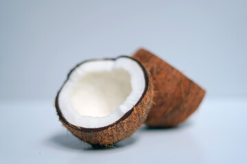 Coconut Shell Detail on White Background.