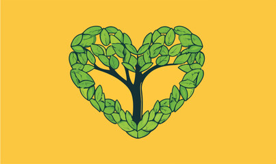 Nurturing growth with a vibrant heart-shaped tree, symbolizing life, love, and healthy environment