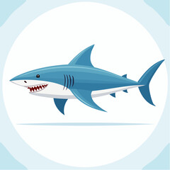 Obraz premium Cartoon Shark Character Illustration in Aquatic Environment for Children's Education