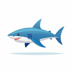 Obraz premium A cartoon shark with a gentle smile is portrayed against a plain white background