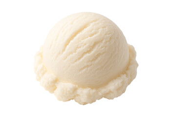 Single scoop of vanilla ice cream isolated on transparent background