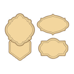 Set of Vintage Style Label Shapes with Brown Borders on a White Background for Product Branding and Design Projects