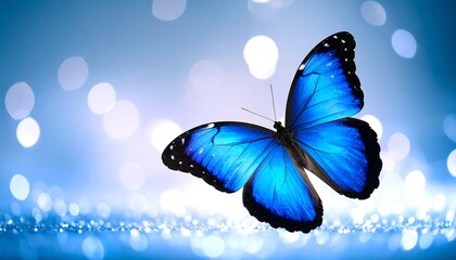 Blue butterfly in soft focus bokeh