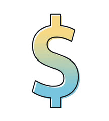 Naklejka premium Vibrant gradient dollar sign symbol vector icon for finance, money, business, currency, and economy concepts