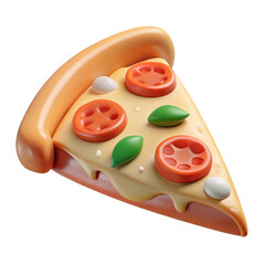 3d delicious pizza slice isolated on transparent background