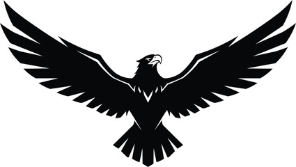 Obraz premium Black eagle soaring wings vector illustration graphic design element art