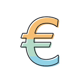 Fototapeta premium Colorful Euro currency symbol icon illustration for European finance, economy, investment, money, and international payment concepts.