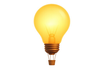 Hot air balloon shaped like a light bulb flying with transparent background