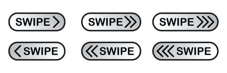 Obraz premium Swipe Button Icon Set, Left and Right Arrow&nbsp;UI&nbsp;Symbols