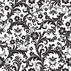 flower, pattern, seamless, floral, vector, design, wallpaper, leaf, illustration, decoration, nature, vintage, art, ornament, decor, texture, plant, spring, textile, element, silhouette, ornate, summe