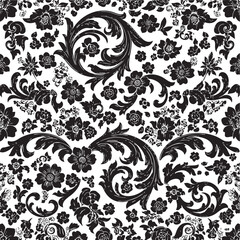 flower, pattern, seamless, floral, vector, design, wallpaper, leaf, illustration, decoration, nature, vintage, art, ornament, decor, texture, plant, spring, textile, element, silhouette, ornate, summe