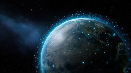 Obraz premium Globe with Digital Network Connections and Glowing Elements