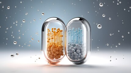 Capsule supplement vitamin mineral medicine health science technology concept
