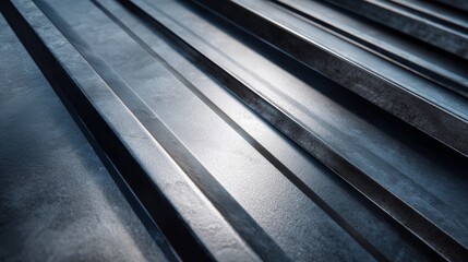 Obraz premium Modern metal roofing seams with geometric industrial lines