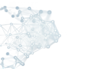 Abstract network structure with connected dots and lines isolated on transparent background