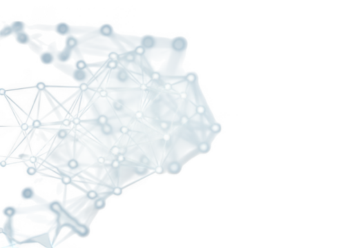 Abstract network structure with connected dots and lines isolated on transparent background