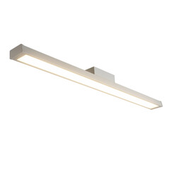 Illuminated rectangular light fixture on a black backdrop