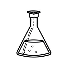 Erlenmeyer Flask with Liquid and Bubbles Outline Icon