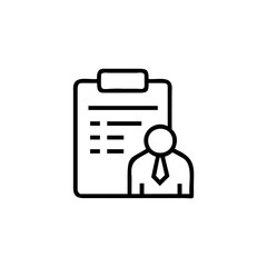Outline icon person with tie next to document checklist form