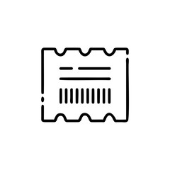 Simple icon a ticket with barcode wavy edge invoice document