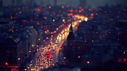 Fototapeta premium Night city street scene, blurred lights