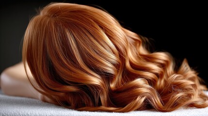 Gorgeous auburn wavy hair closeup