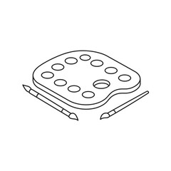 Artist palette and brushes icon. Painting tools symbol for creative learning or art classes
