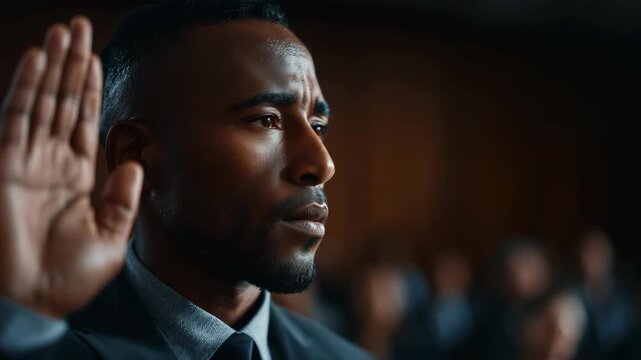 Witness stands to testify in an important courtroom session filled with anticipation and tension