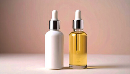 Naklejka premium Minimalist Skincare Bottles: Natural Serums & Holistic Beauty