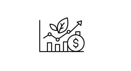 Obraz premium Growth chart with plant and dollar symbol in minimalist style 