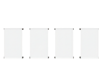 Four blank roller shades template mockup isolated on transparent background