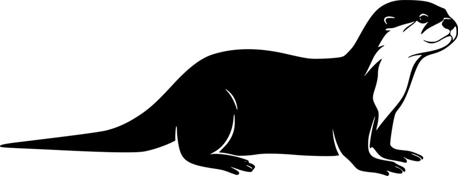 otter silhouette line art vector illustration with a white background
